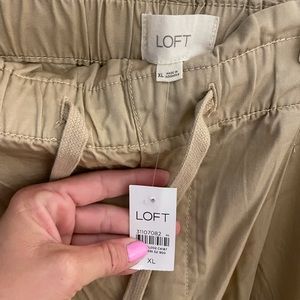 Loft khaki paper bag waist pants XL NWT